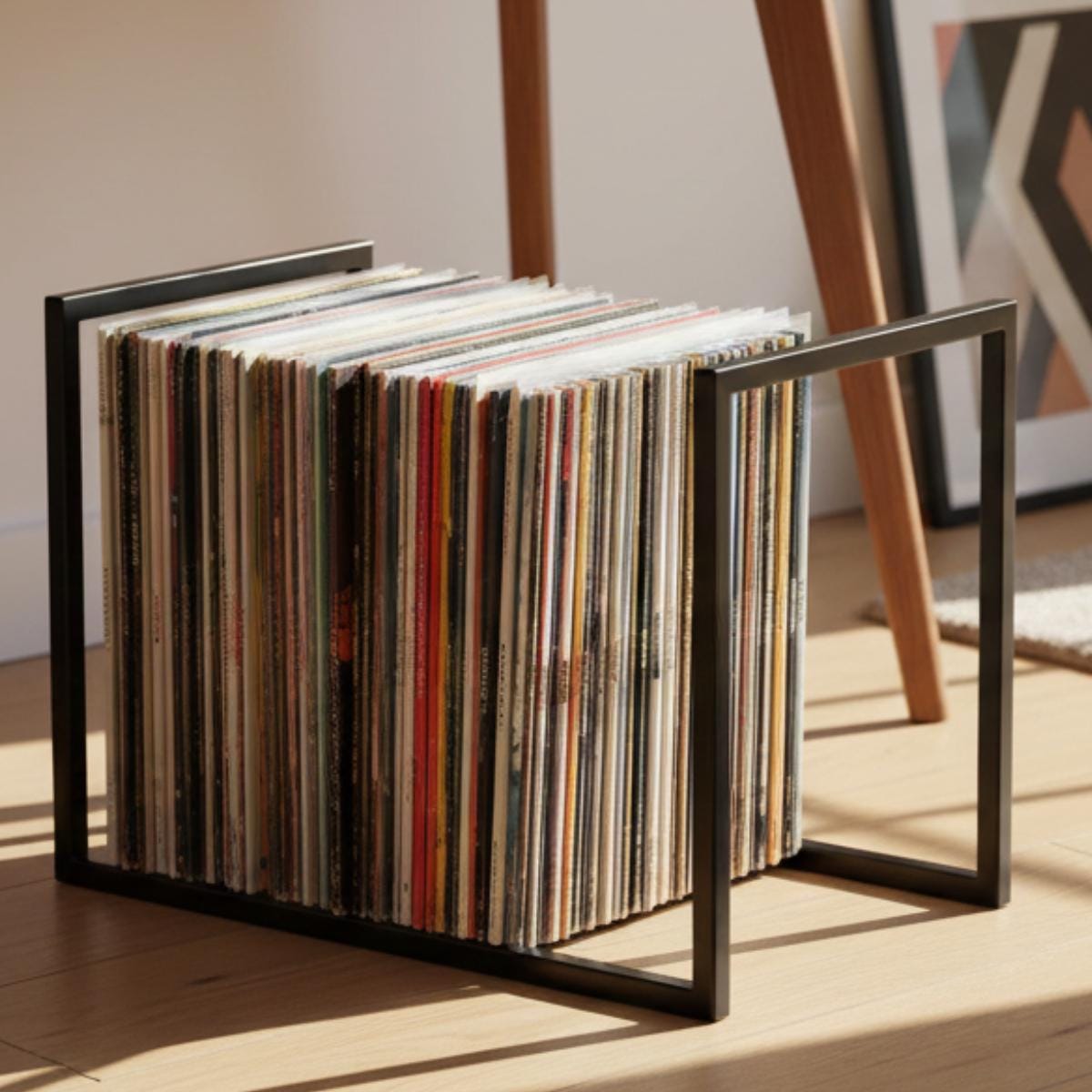 Vinyl Record Holder – Metal LP Organizer Stand