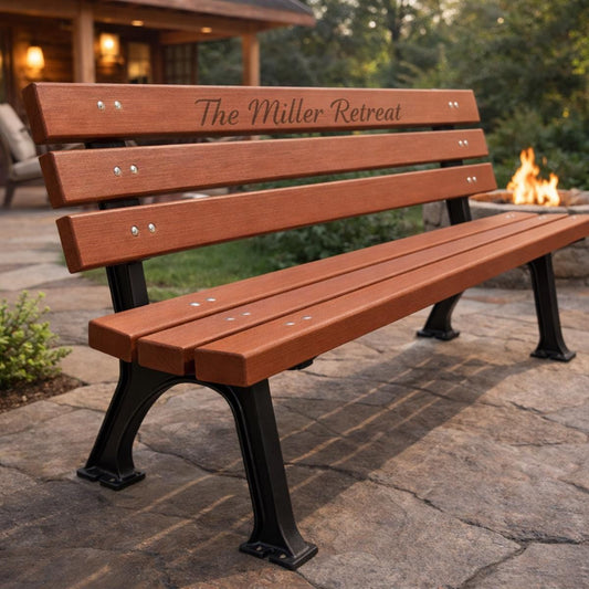 Garden bench wood slats metal legs outdoor seating