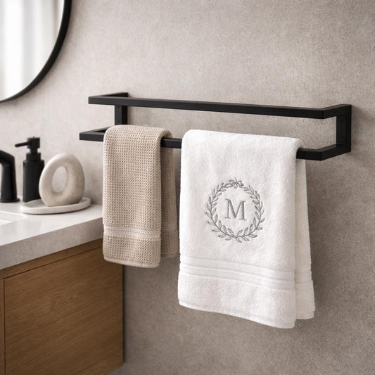 Matte Black 33 Inch Steel Towel Bar – Modern Wall Mounted Bathroom Organizer