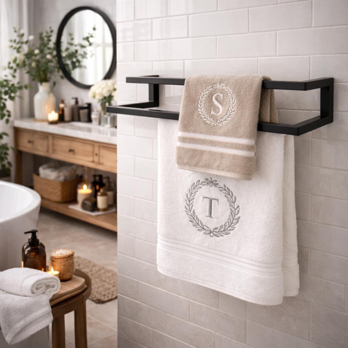 Matte Black 33 Inch Steel Towel Bar – Modern Wall Mounted Bathroom Organizer
