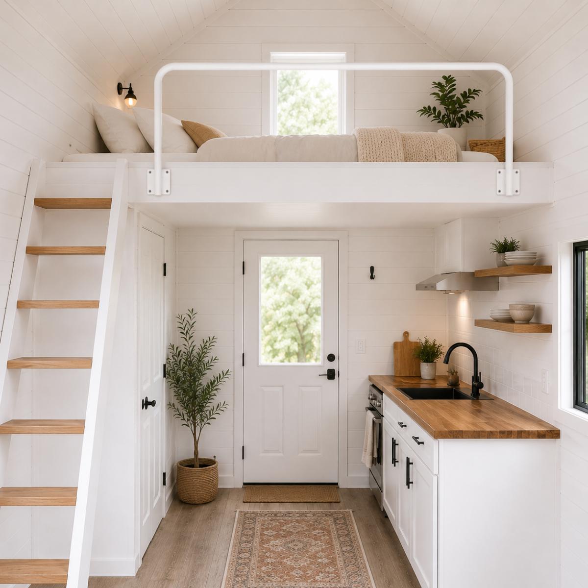 Loft Railing | Tiny House Loft Safety Rail | Wrought Iron Style Mezzanine Guardrail | Custom Steel Face Mount Rail