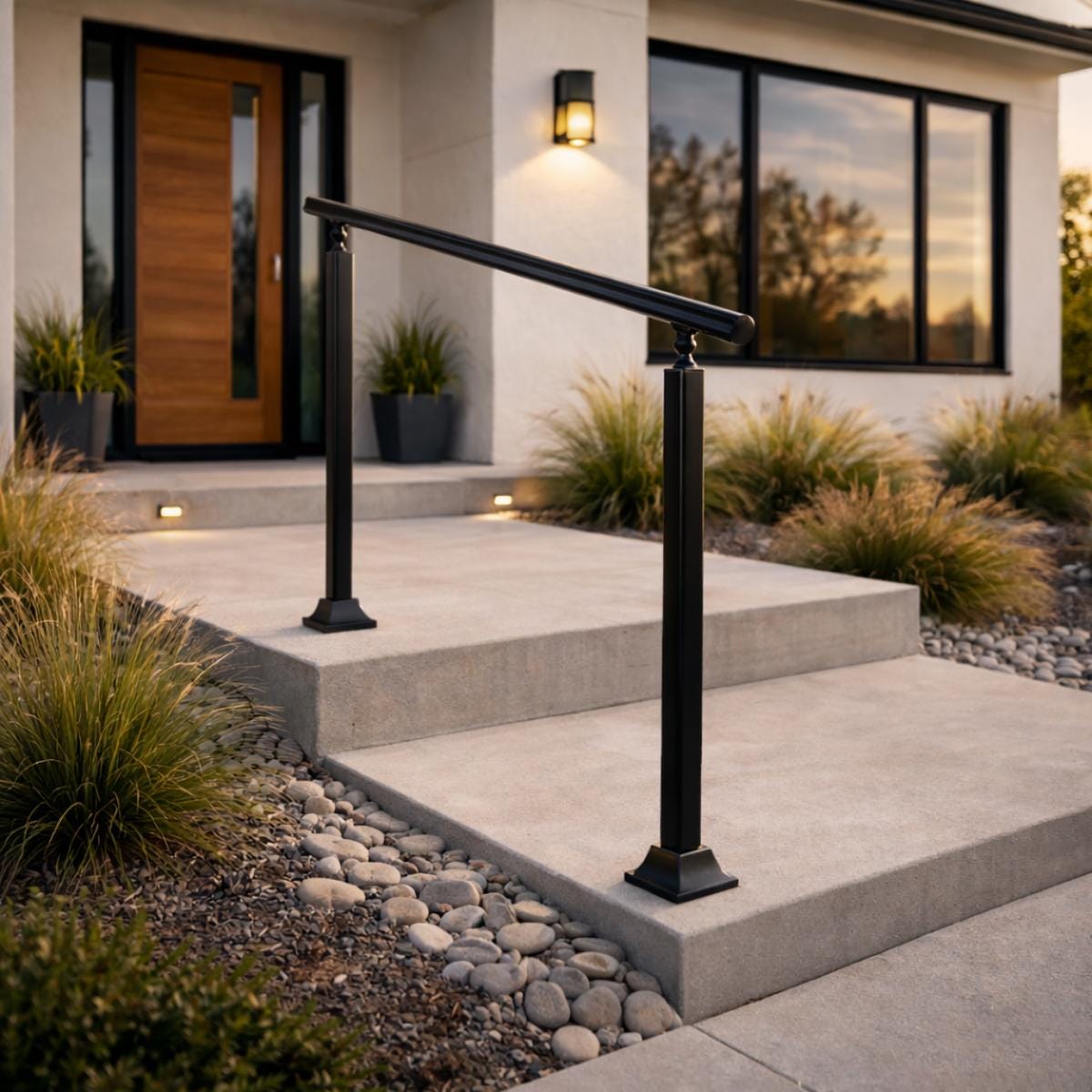 outdoor-stair-rail-black-metal-post-handrail