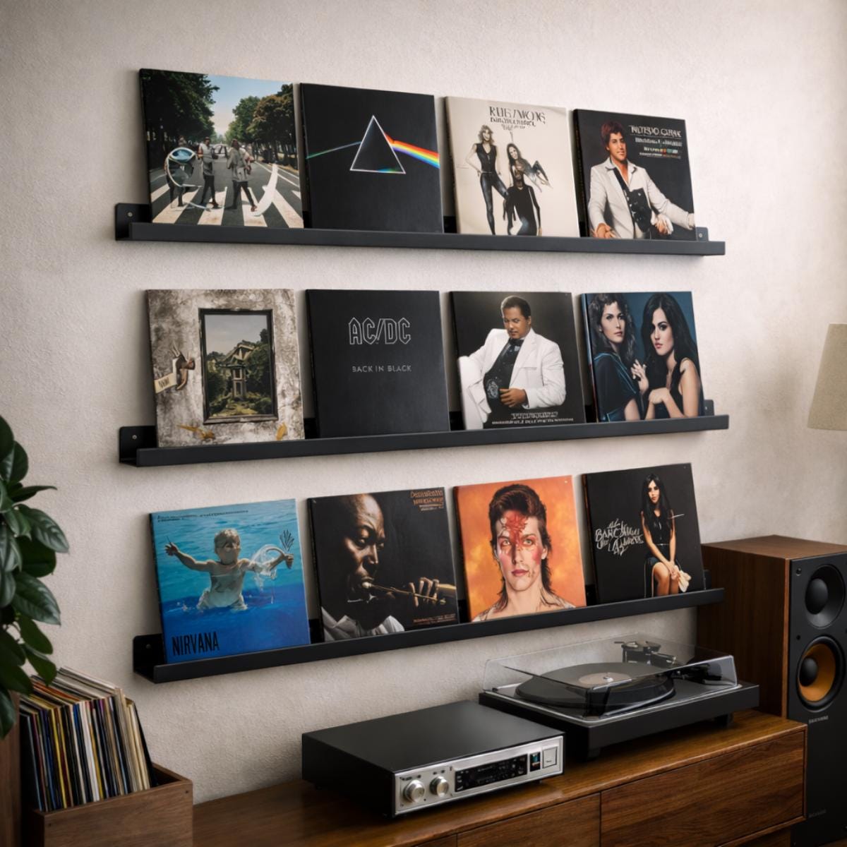 Album display shelf wall mounted metal vinyl record shelf