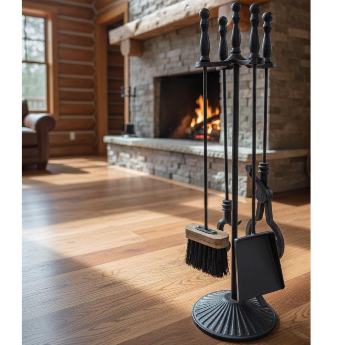 Black fireplace tool set metal hearth accessories for modern home
