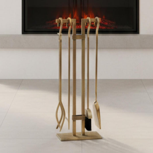 Brass fireplace tools set modern stand for fireplace