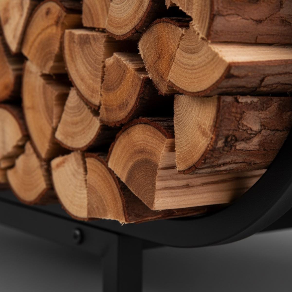 Curved log holder firewood rack metal indoor design
