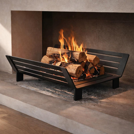 Fire grate metal fireplace log holder for burning wood