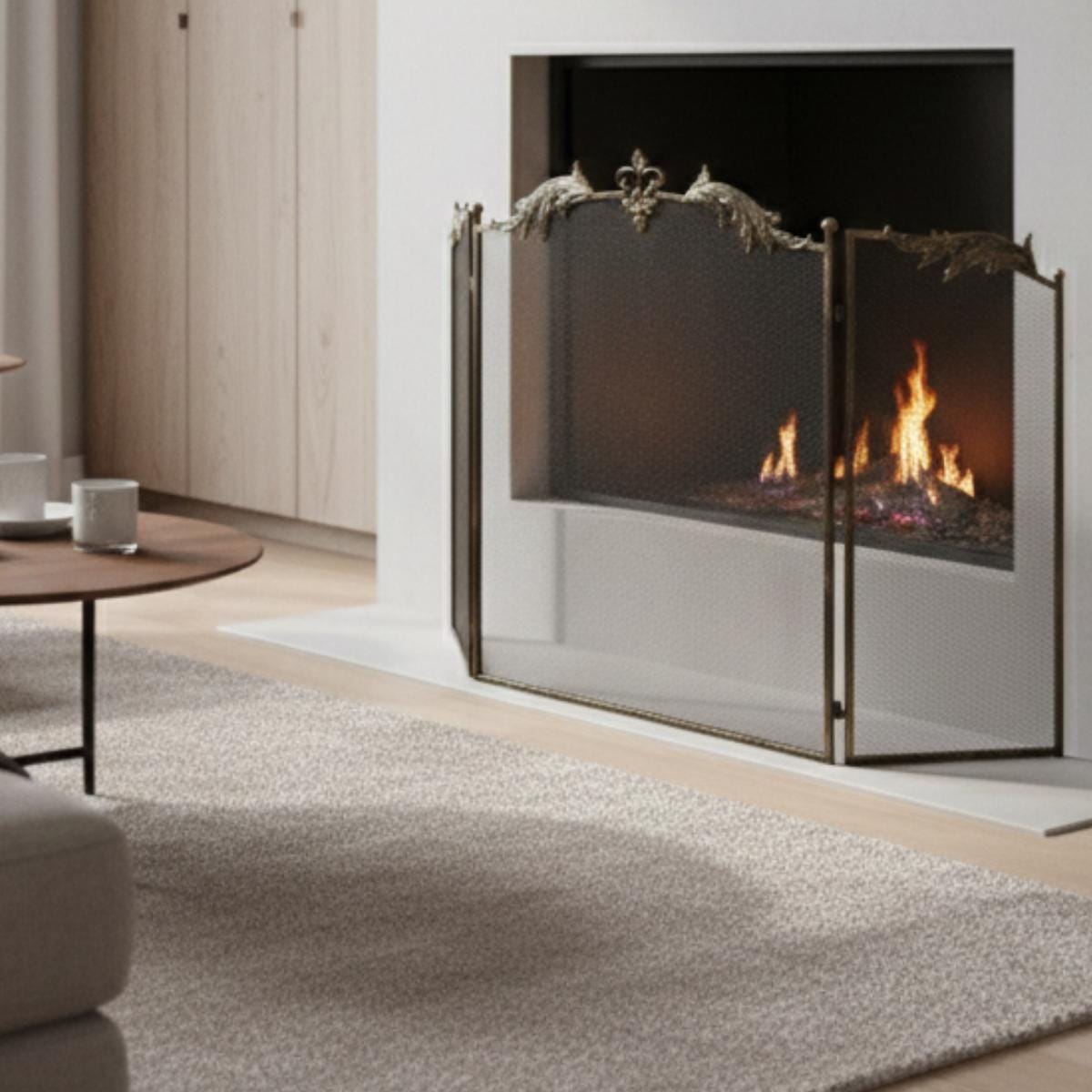 Fire screen mesh guard for fireplace indoor safety and decor
