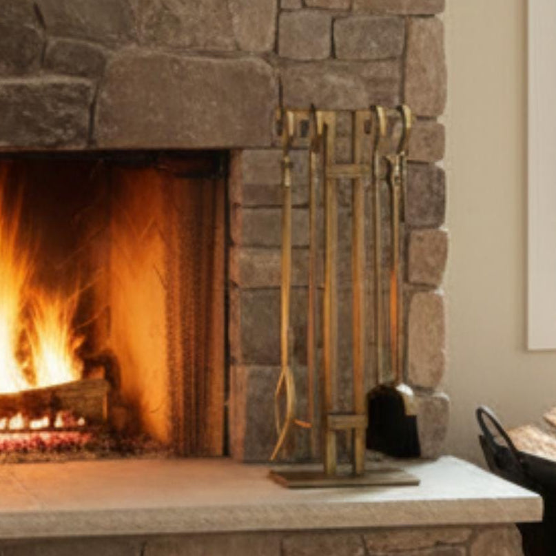 Fireplace accessory set brass metal tools with stand