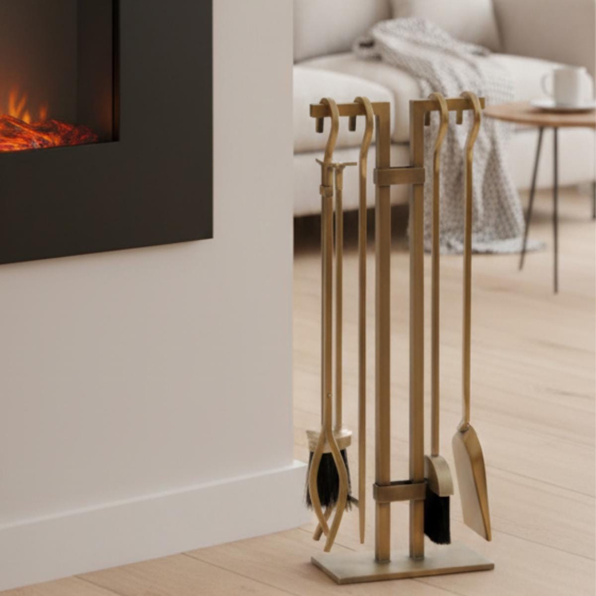 Fireplace tool set gold metal fire tools with stand