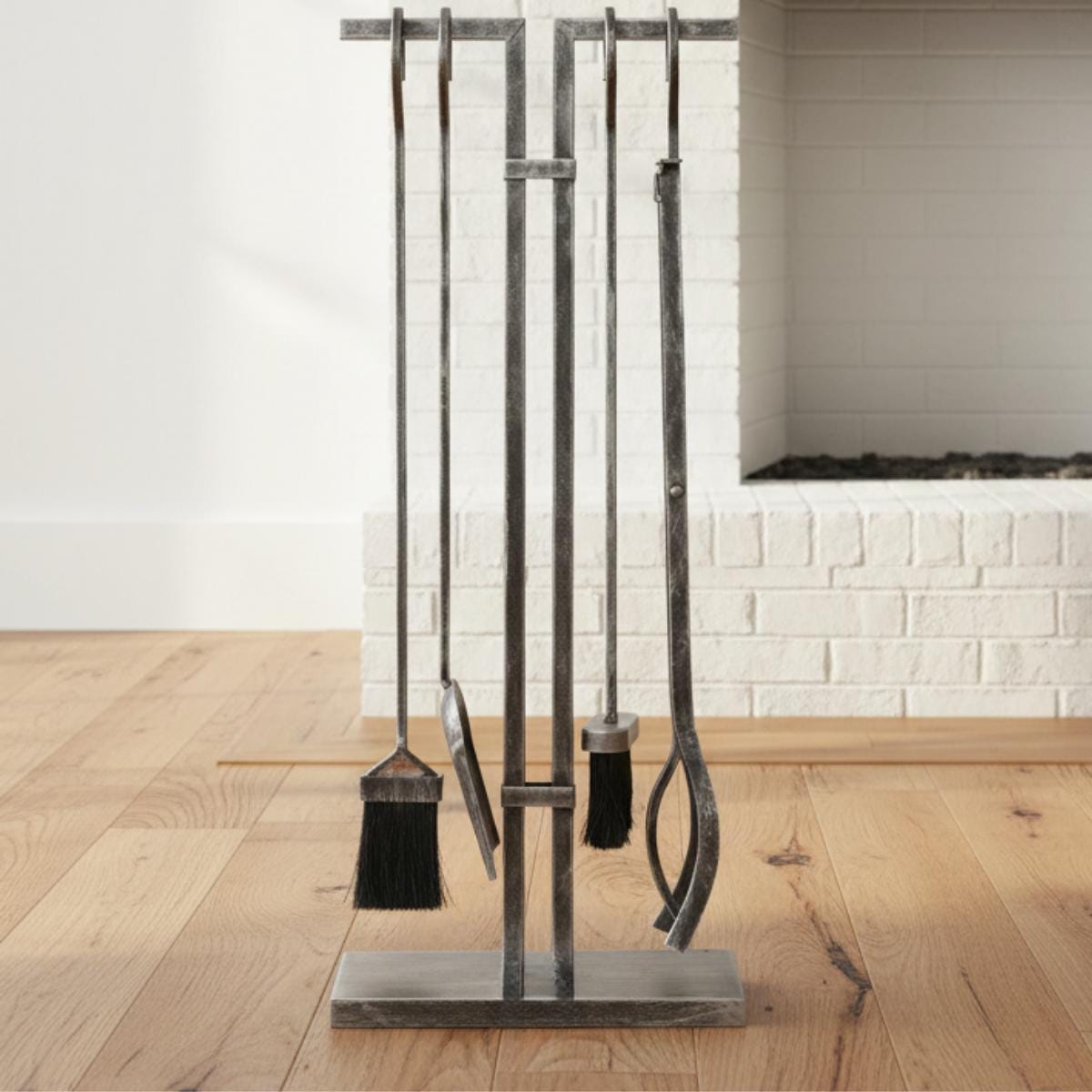 Fireplace tools metal set modern steel stand design for contemporary homes