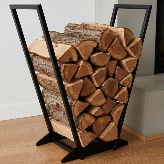 Firewood rack indoor steel log storage modern fireplace wood organizer