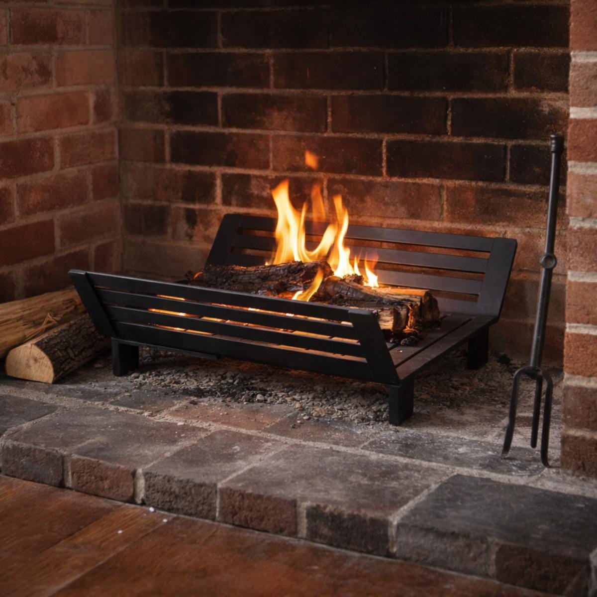 Heavy duty fireplace grate metal fire grate