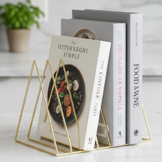 Minimalist Metal Book Stand – Modern Cookbook & Magazine Rack