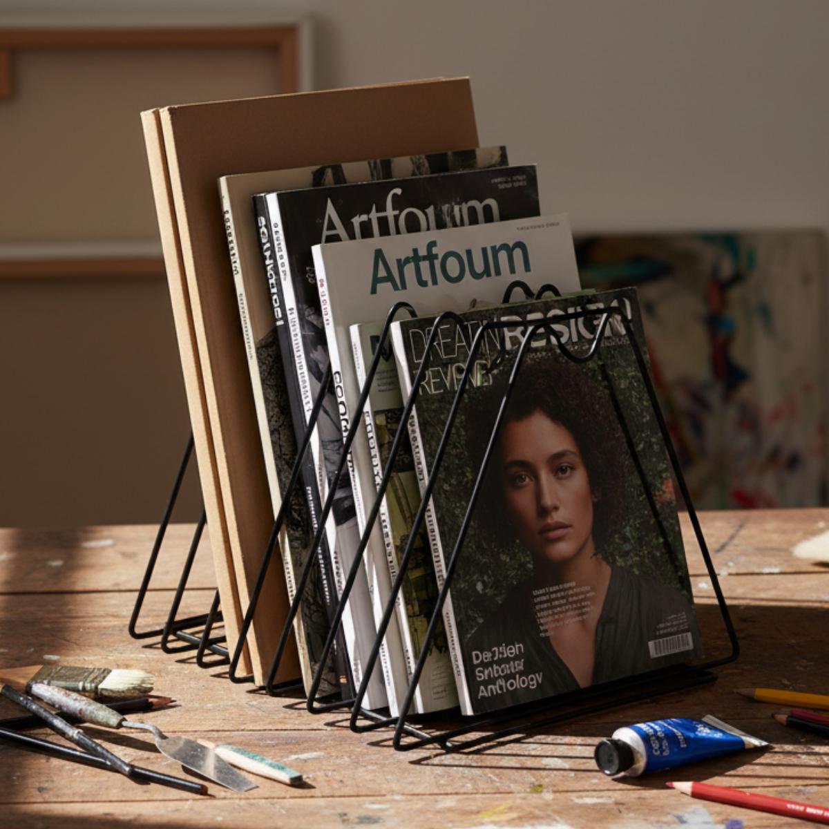 Minimalist Metal Book Stand – Modern Cookbook & Magazine Rack