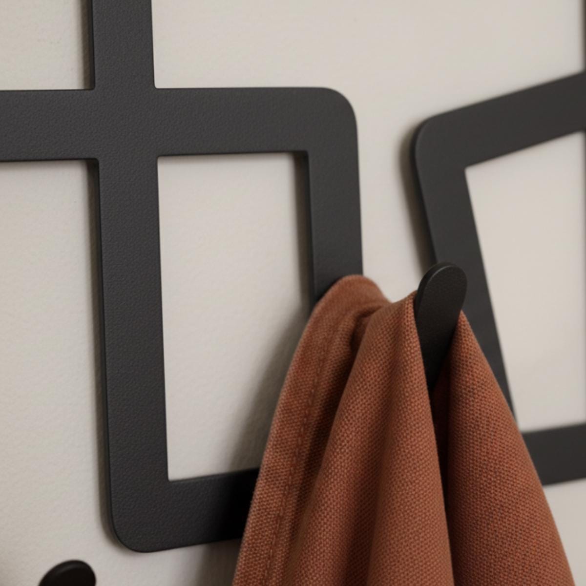 Geometric Black Metal Wall Coat Rack • Modern Entryway Organizer