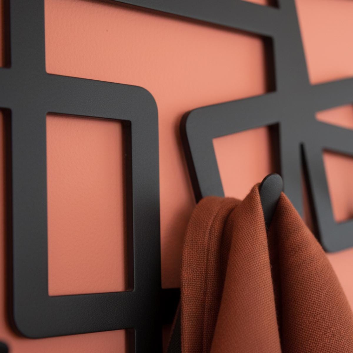Geometric Black Metal Wall Coat Rack • Modern Entryway Organizer