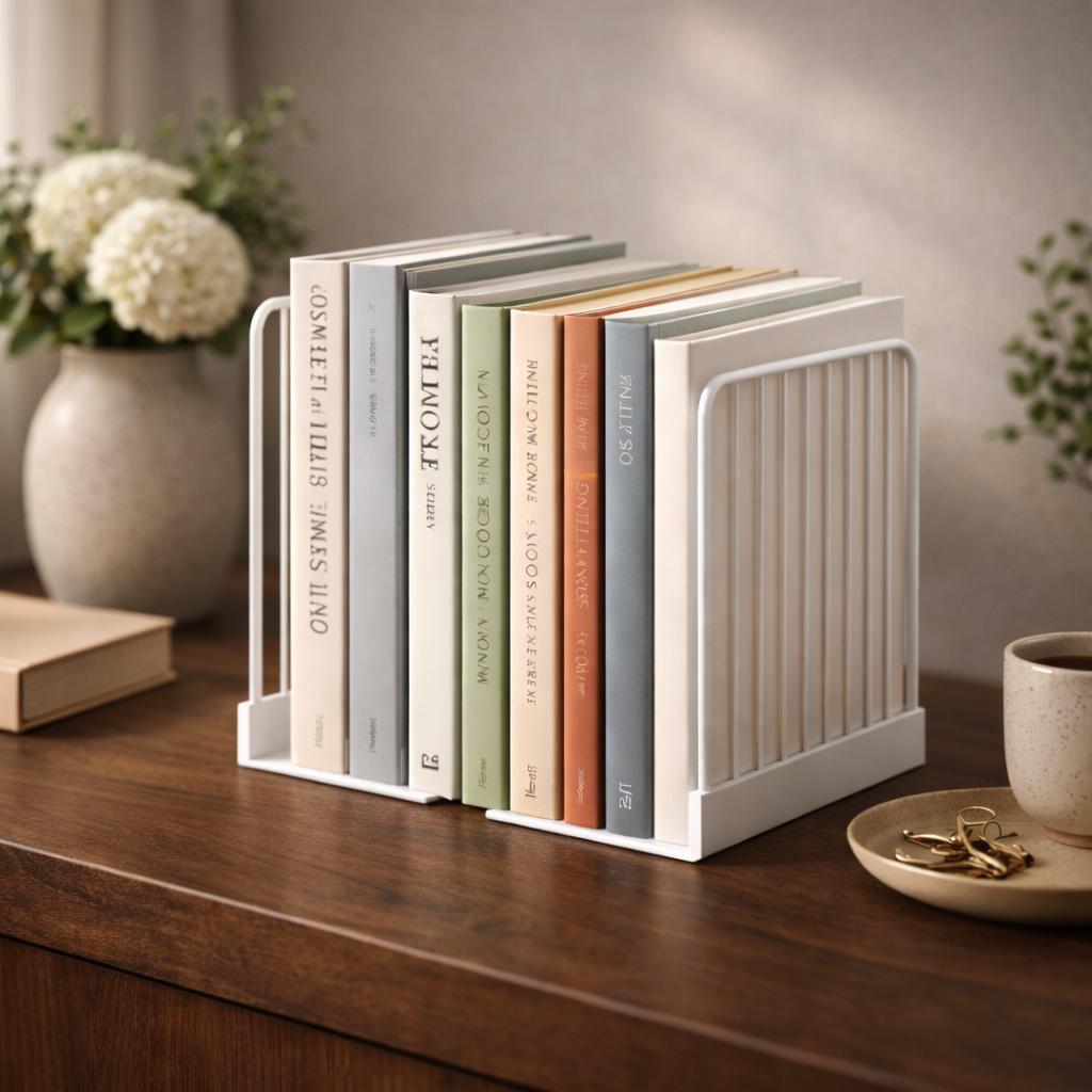 Modern Black Metal Bookends – Minimalist Heavy Book Organizer, Contemporary Bookshelf Decor, Book Lover Gift