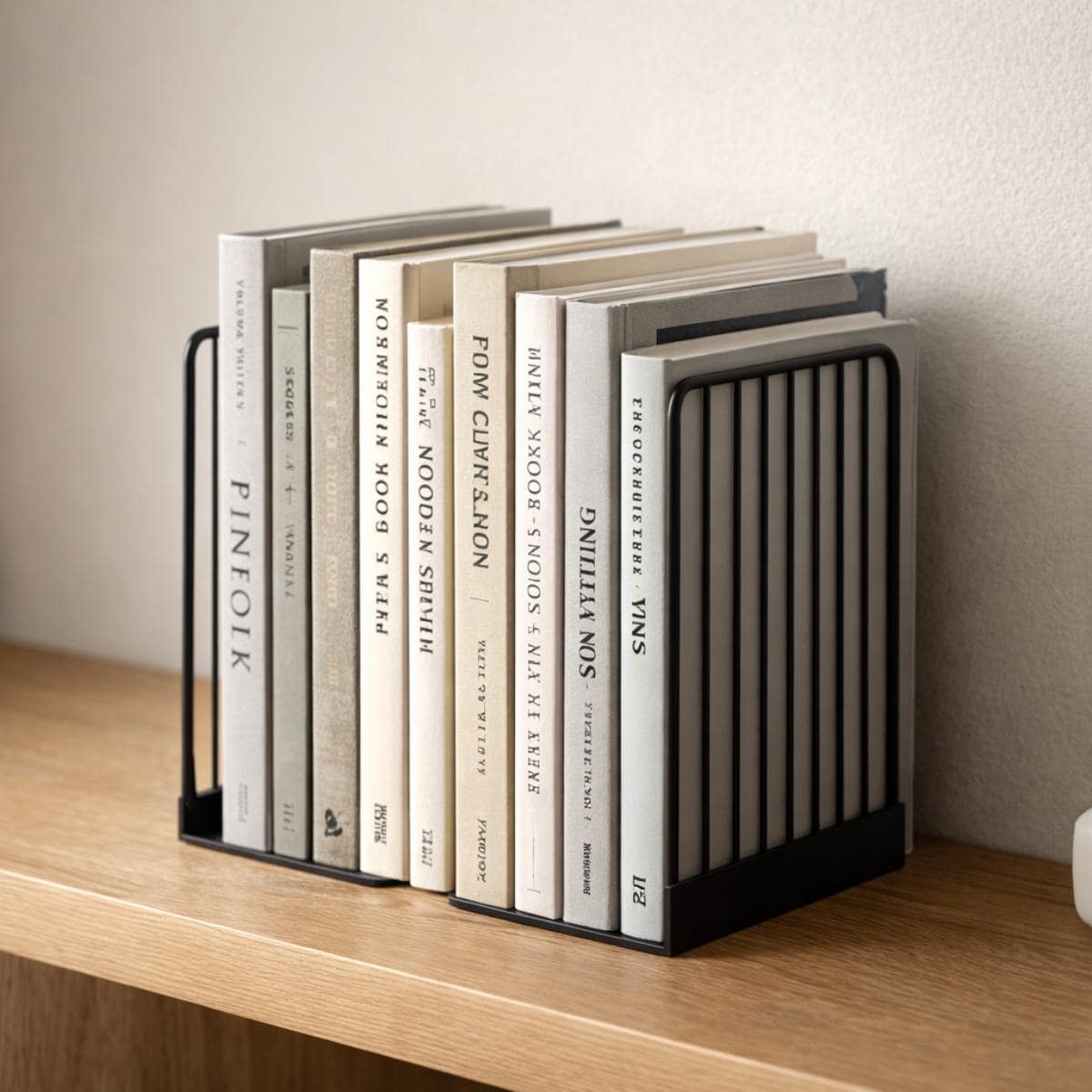 Modern Black Metal Bookends – Minimalist Heavy Book Organizer, Contemporary Bookshelf Decor, Book Lover Gift