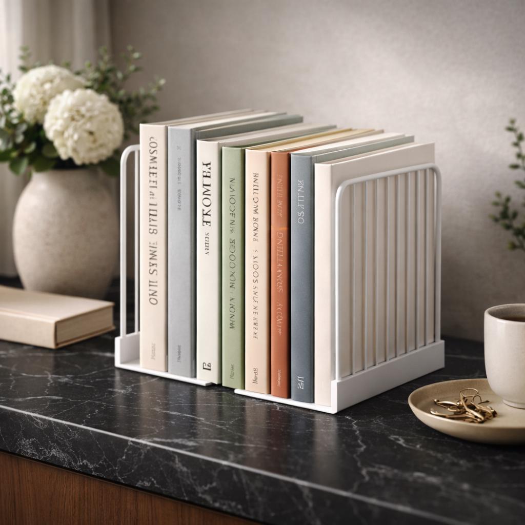 Modern Black Metal Bookends – Minimalist Heavy Book Organizer, Contemporary Bookshelf Decor, Book Lover Gift