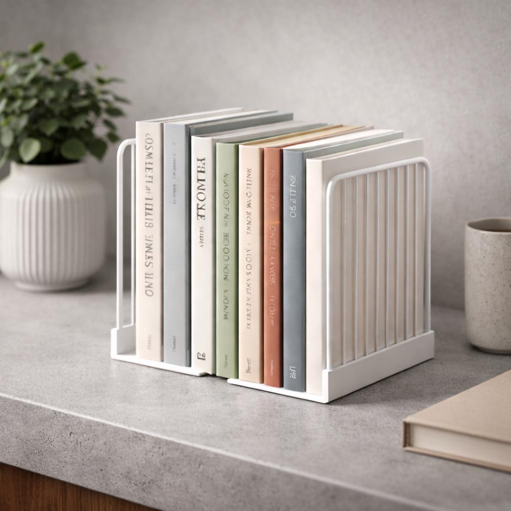 Modern Black Metal Bookends – Minimalist Heavy Book Organizer, Contemporary Bookshelf Decor, Book Lover Gift