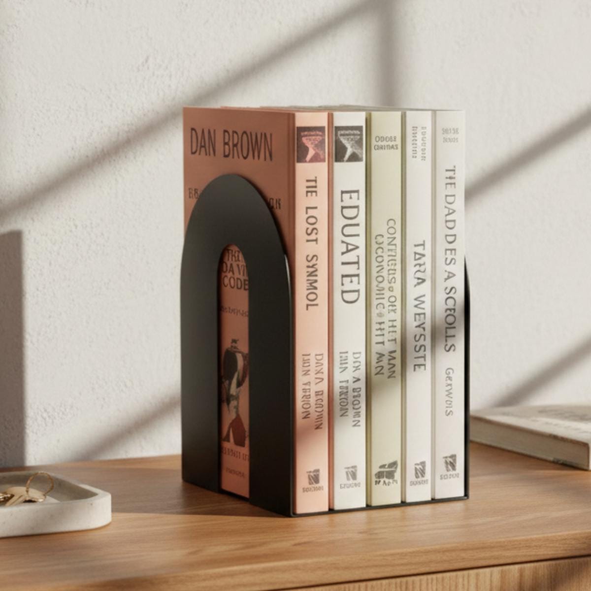 Modern Heavy Metal Bookends for Shelves, Minimalist Decorative Bookend Set for Home Office Bookshelf Decor