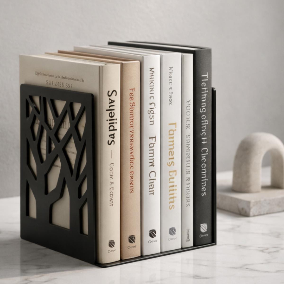 Tree Metal Bookends, Modern Black Decorative Bookends for Desk, Office & Bookshelf Decor