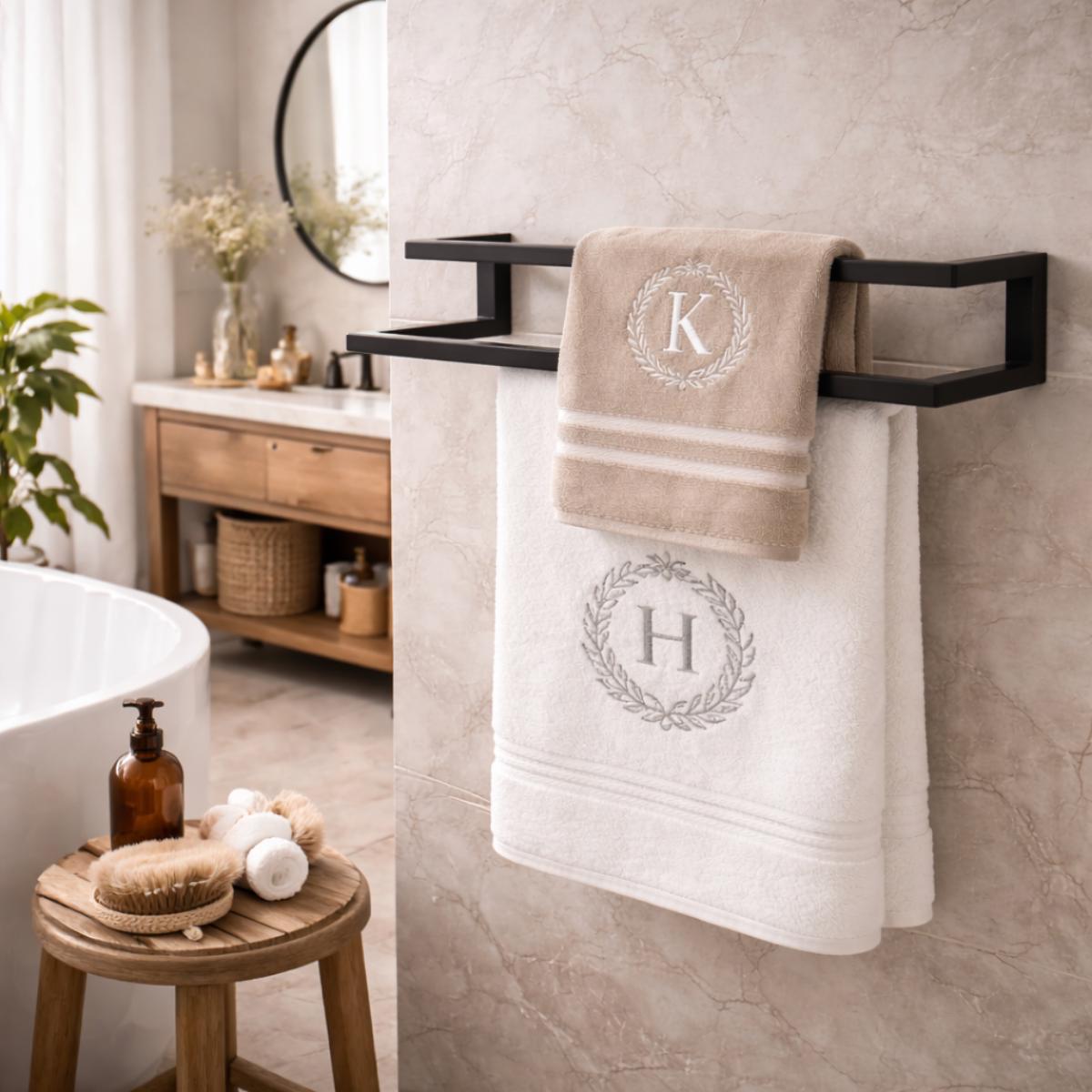 Matte Black 33 Inch Steel Towel Bar – Modern Wall Mounted Bathroom Organizer