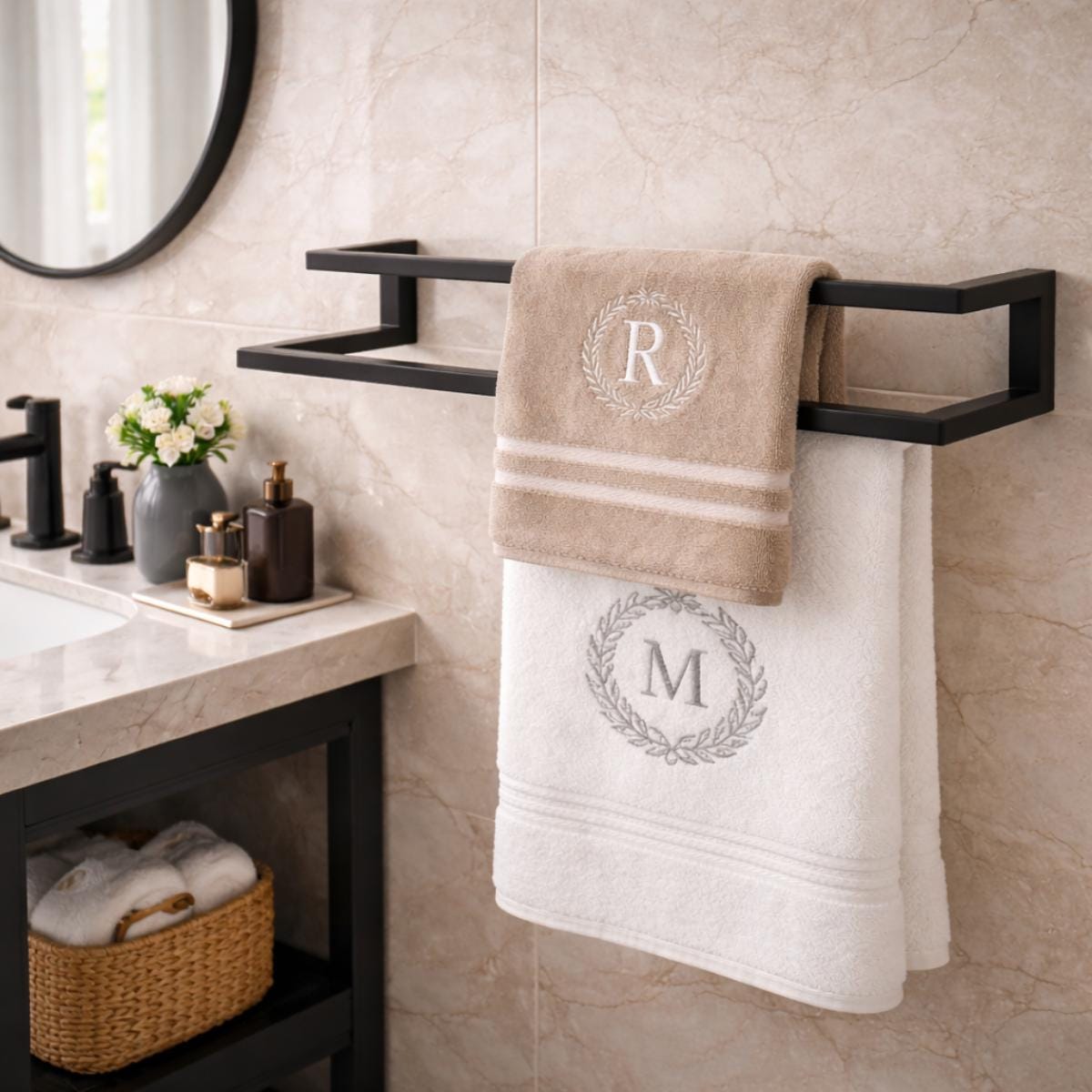 Matte Black 33 Inch Steel Towel Bar – Modern Wall Mounted Bathroom Organizer
