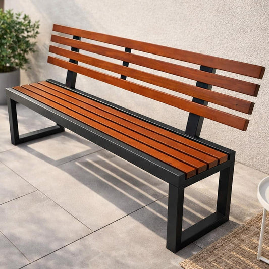 Modern Garden Bench, Custom Outdoor Bench, Metal Wood Patio Bench, Minimalist Backyard Seating, Personalized Memorial Bench