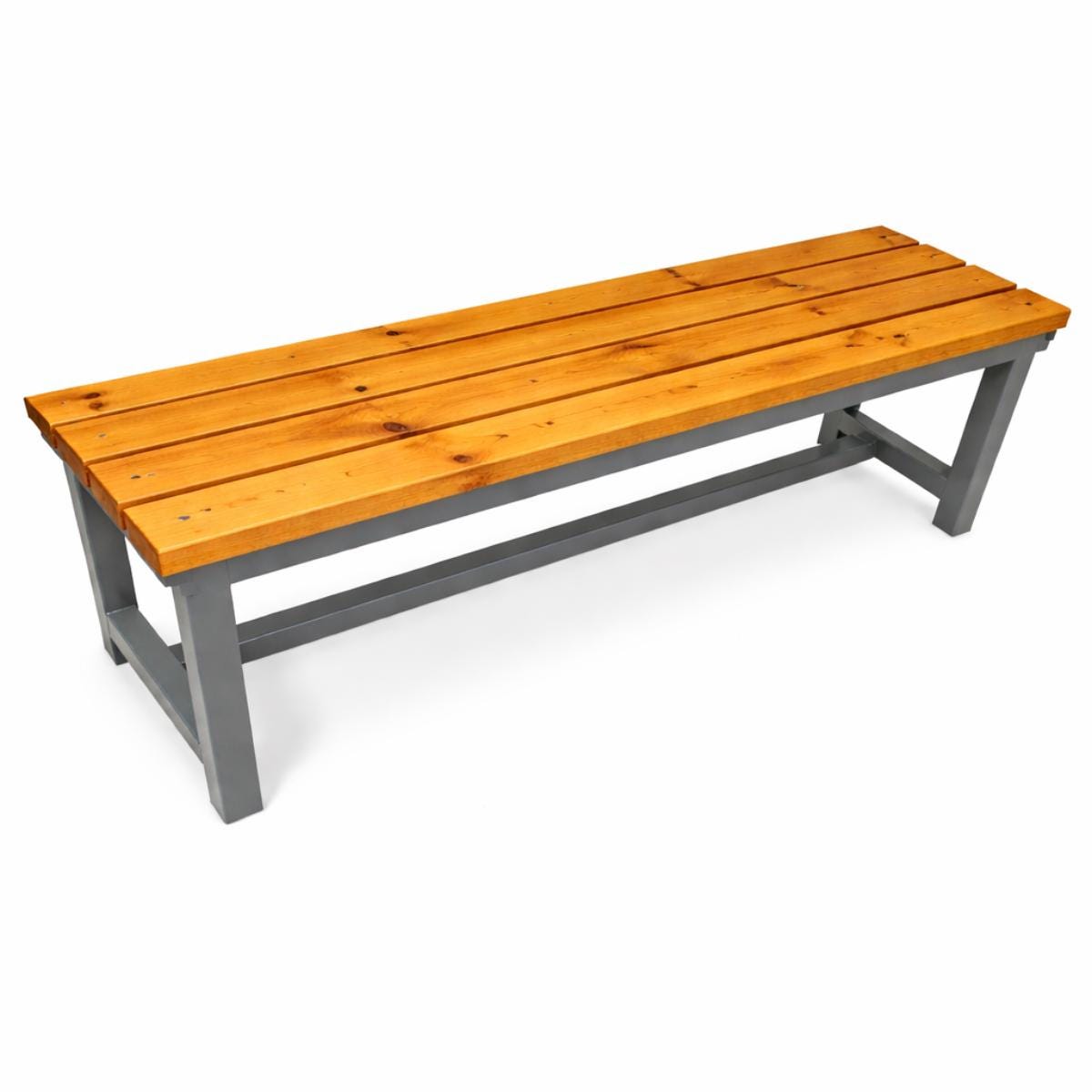 Outdoor Metal Frame Bench With Wood Slat Top, Rustic Garden Bench, Patio Seating, Handmade Steel Garden Furniture, Custom Bac
