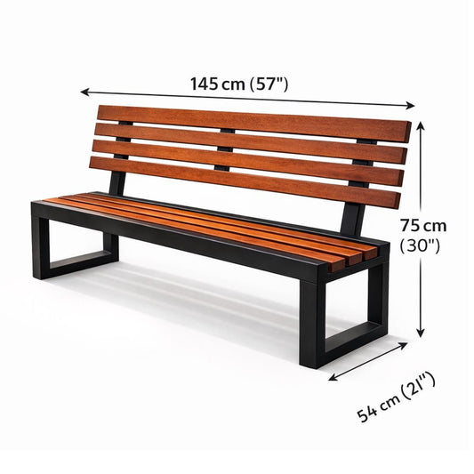 Modern Garden Bench, Custom Outdoor Bench, Metal Wood Patio Bench, Minimalist Backyard Seating, Personalized Memorial Bench