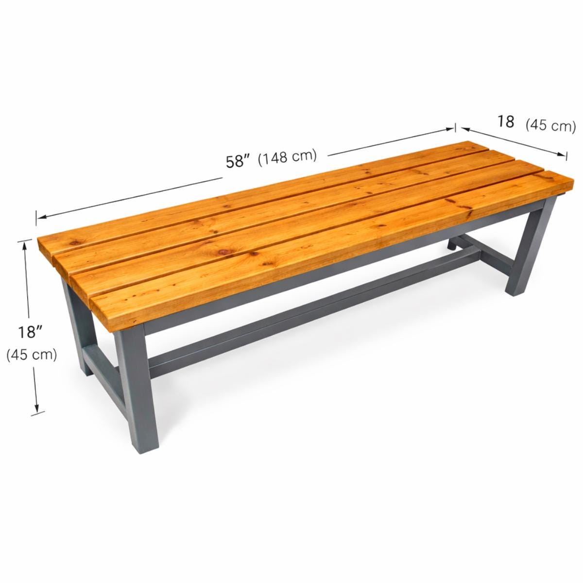 Outdoor Metal Frame Bench With Wood Slat Top, Rustic Garden Bench, Patio Seating, Handmade Steel Garden Furniture, Custom Bac