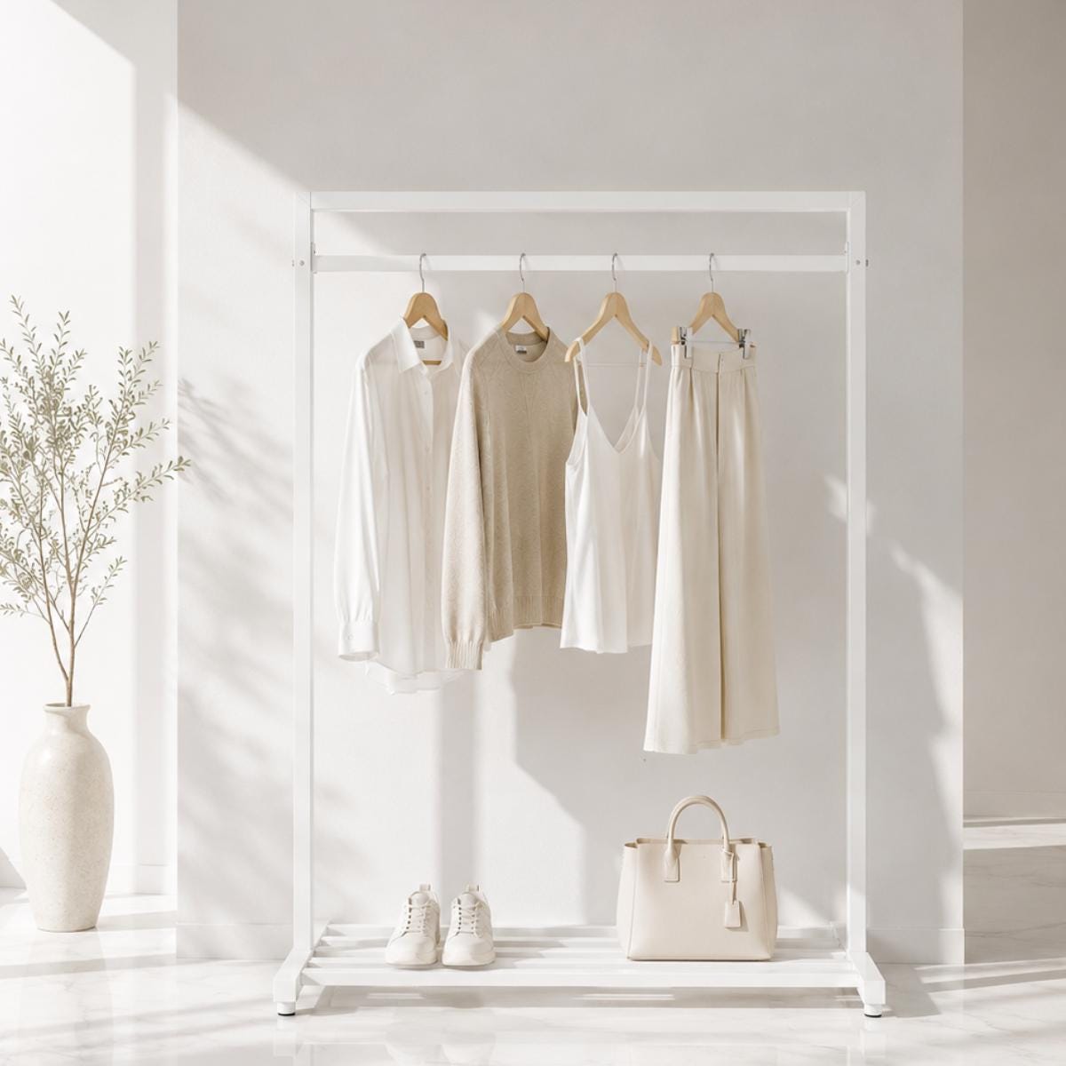 Garment Rack with Shelf Clothes Rail Open Wardrobe Laundry Drying Rack Freestanding Clothes Rack Bedroom Closet Organizer