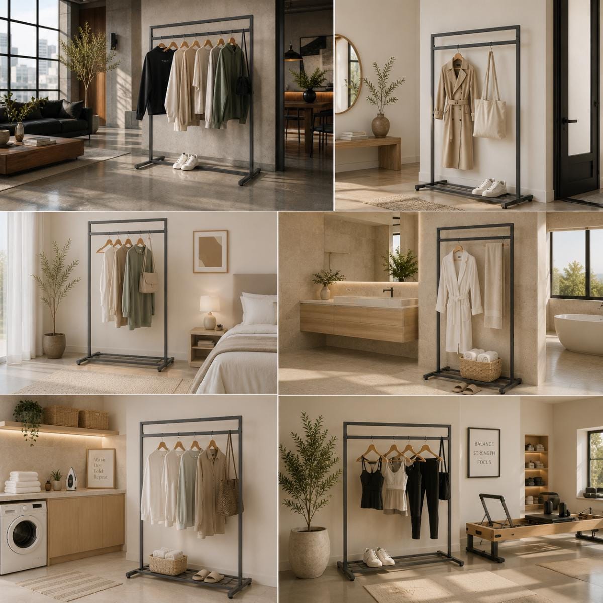 Garment Rack with Shelf Clothes Rail Open Wardrobe Laundry Drying Rack Freestanding Clothes Rack Bedroom Closet Organizer