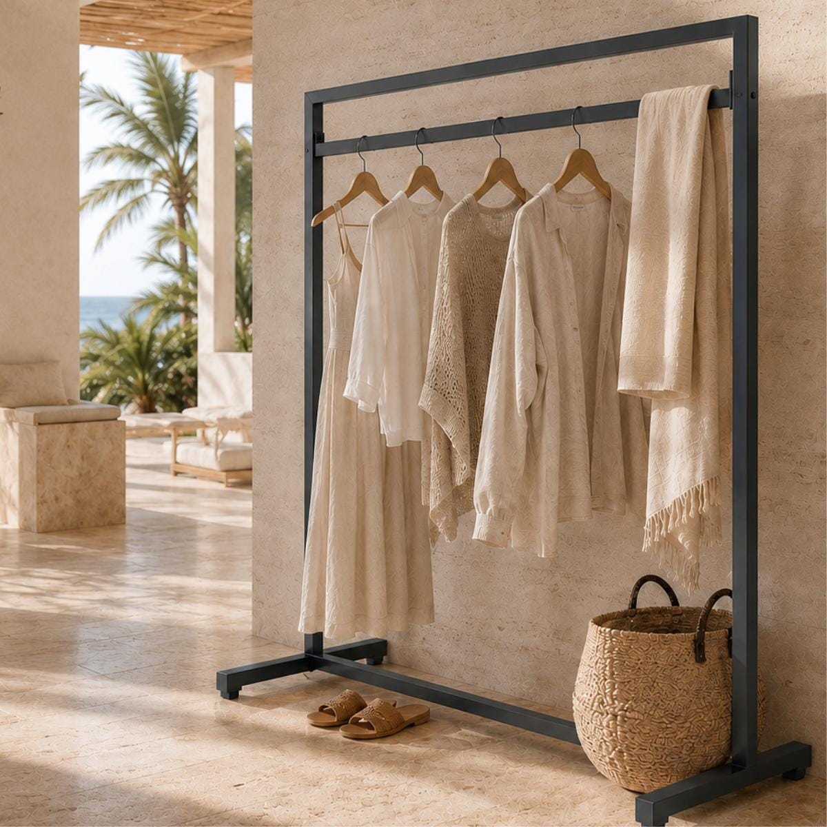 Garment Rack with Shelf Clothes Rail Open Wardrobe Laundry Drying Rack Freestanding Clothes Rack Bedroom Closet Organizer
