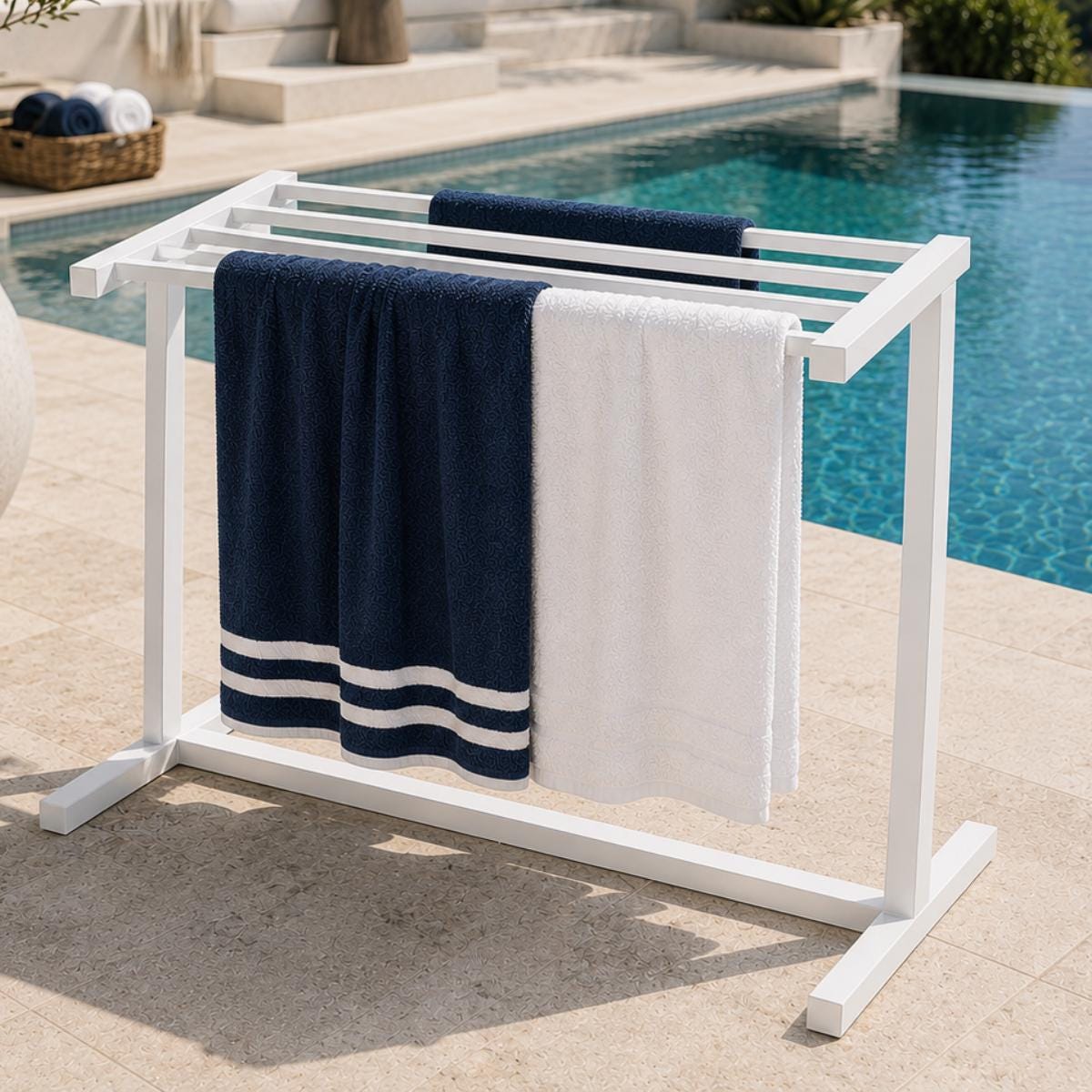 Pool Towel Rack, Outdoor Towel Rack, Freestanding Poolside Towel Holder, Beach Towel Rack, Steel Towel Drying Rack, Pool Stor