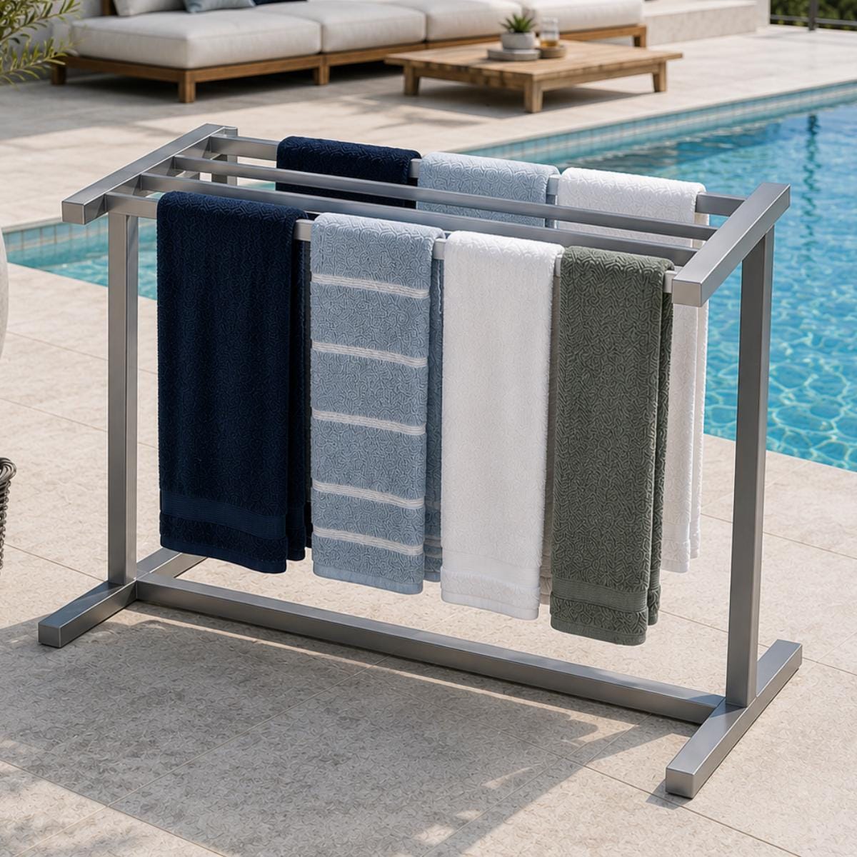 Pool Towel Rack, Outdoor Towel Rack, Freestanding Poolside Towel Holder, Beach Towel Rack, Steel Towel Drying Rack, Pool Stor