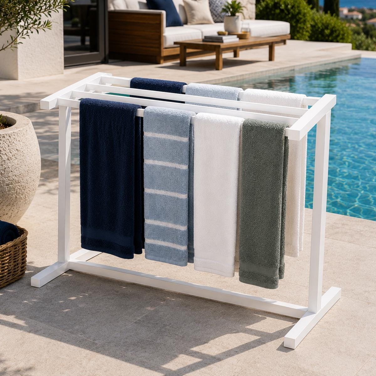 Pool Towel Rack, Outdoor Towel Rack, Freestanding Poolside Towel Holder, Beach Towel Rack, Steel Towel Drying Rack, Pool Stor