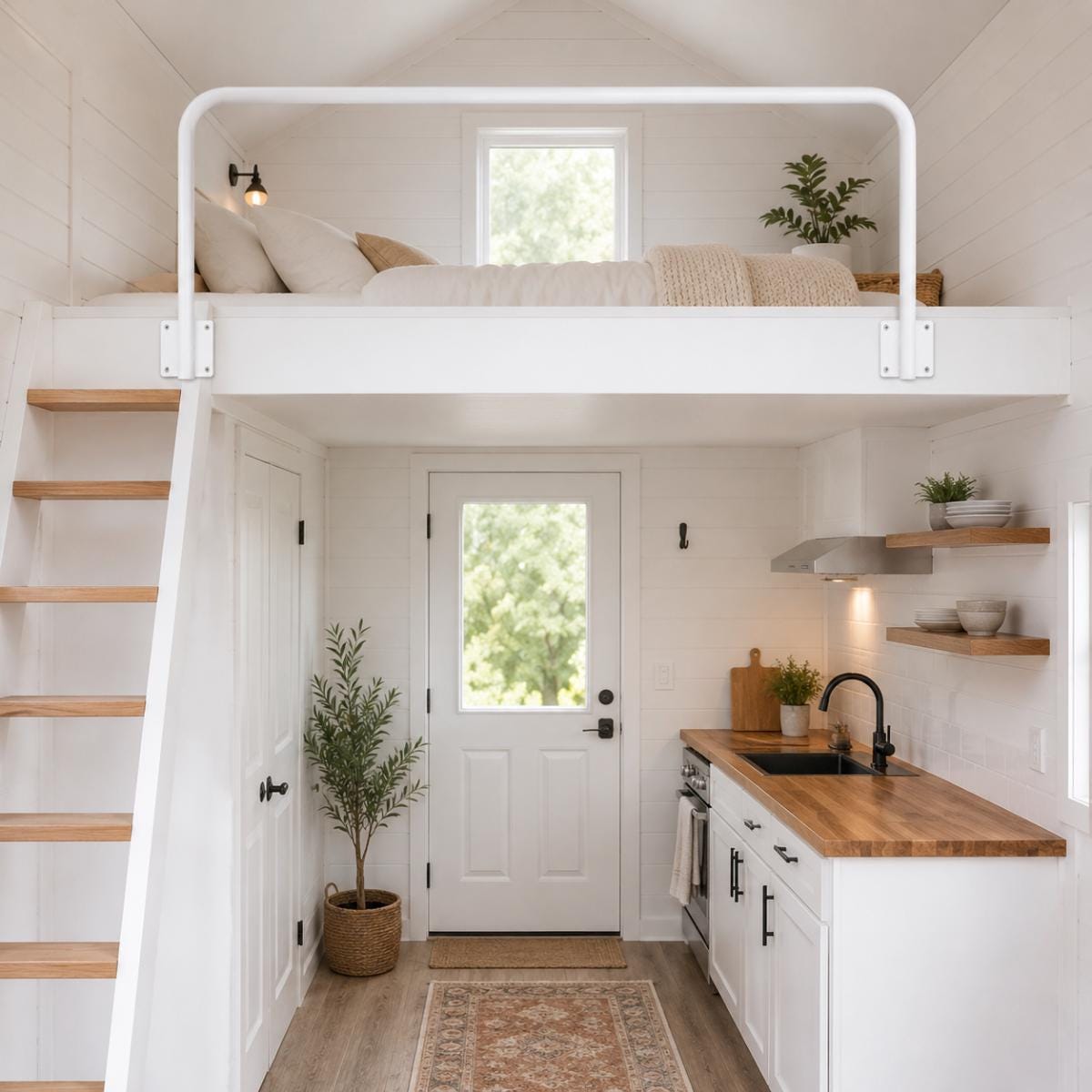 Loft Railing | Tiny House Loft Safety Rail | Wrought Iron Style Mezzanine Guardrail | Custom Steel Face Mount Rail