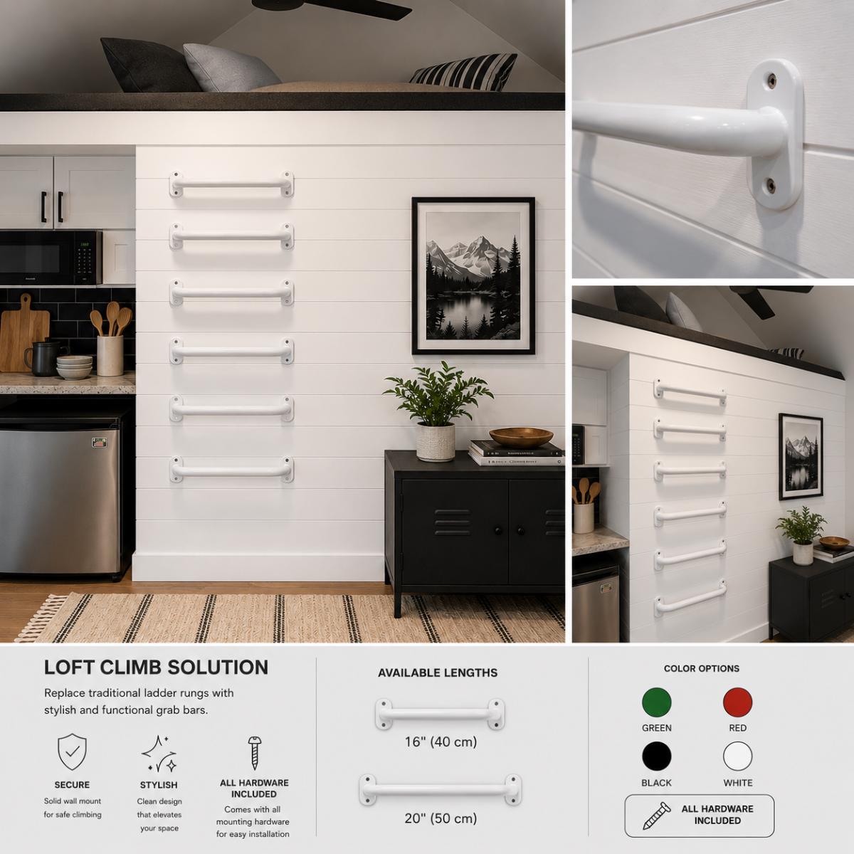 Loft Ladder Rungs | Wall Mounted Steel Ladder | Attic Loft Ladder | Bunk Bed Ladder | Tiny House & Mezzanine Access