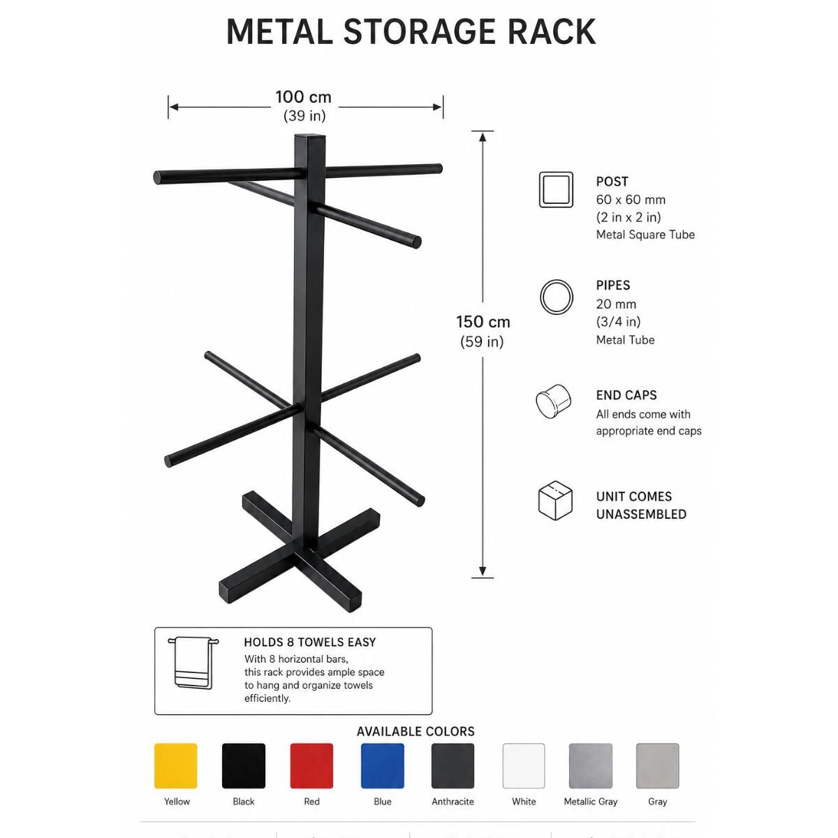 Outdoor Pool Towel Rack, Pool Towel Holder, Freestanding Towel Rack, Poolside Towel Stand, Beach Towel Holder, Metal Towel Tr