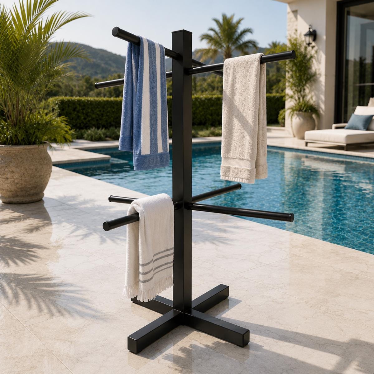 Outdoor Pool Towel Rack, Pool Towel Holder, Freestanding Towel Rack, Poolside Towel Stand, Beach Towel Holder, Metal Towel Tr