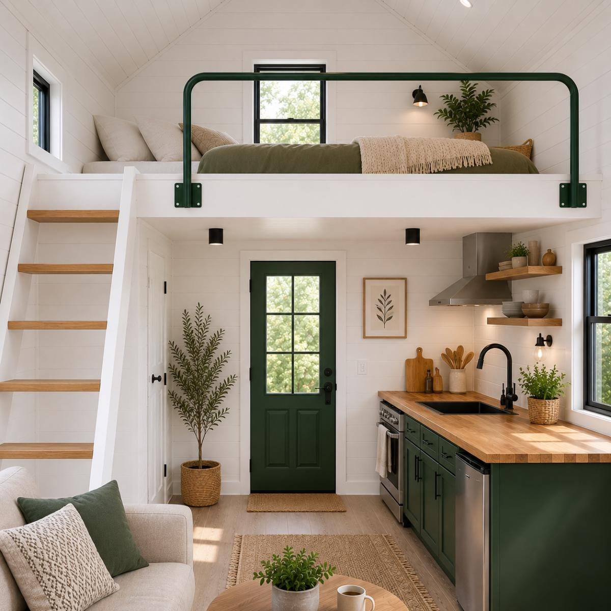 Loft Railing | Tiny House Loft Safety Rail | Wrought Iron Style Mezzanine Guardrail | Custom Steel Face Mount Rail