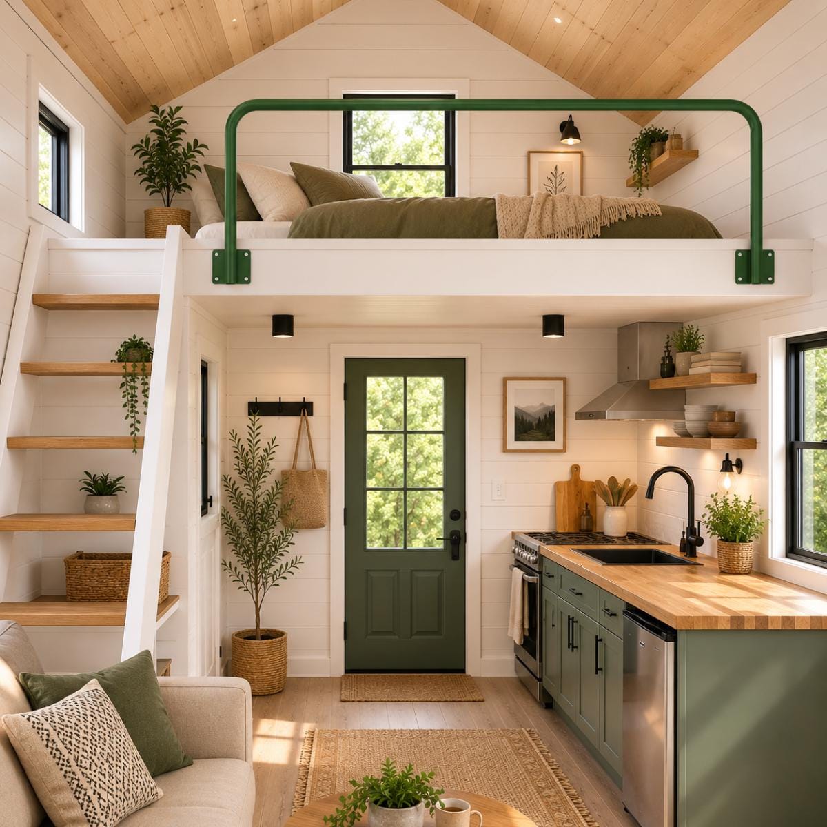 Loft Railing | Tiny House Loft Safety Rail | Wrought Iron Style Mezzanine Guardrail | Custom Steel Face Mount Rail