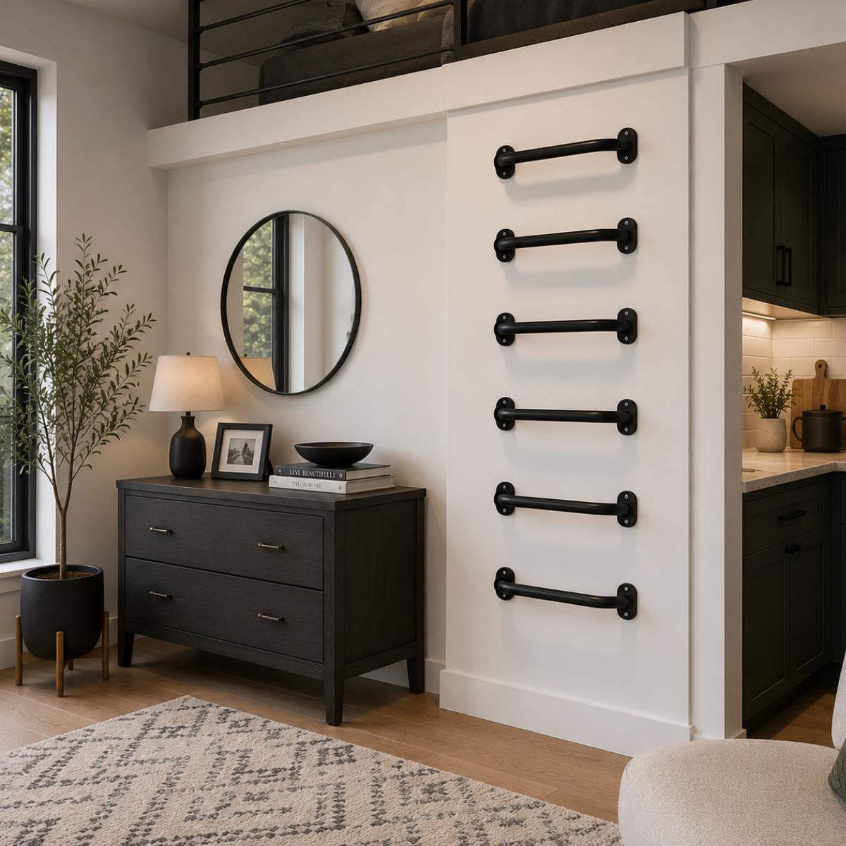 Loft Ladder Rungs | Wall Mounted Steel Ladder | Attic Loft Ladder | Bunk Bed Ladder | Tiny House & Mezzanine Access