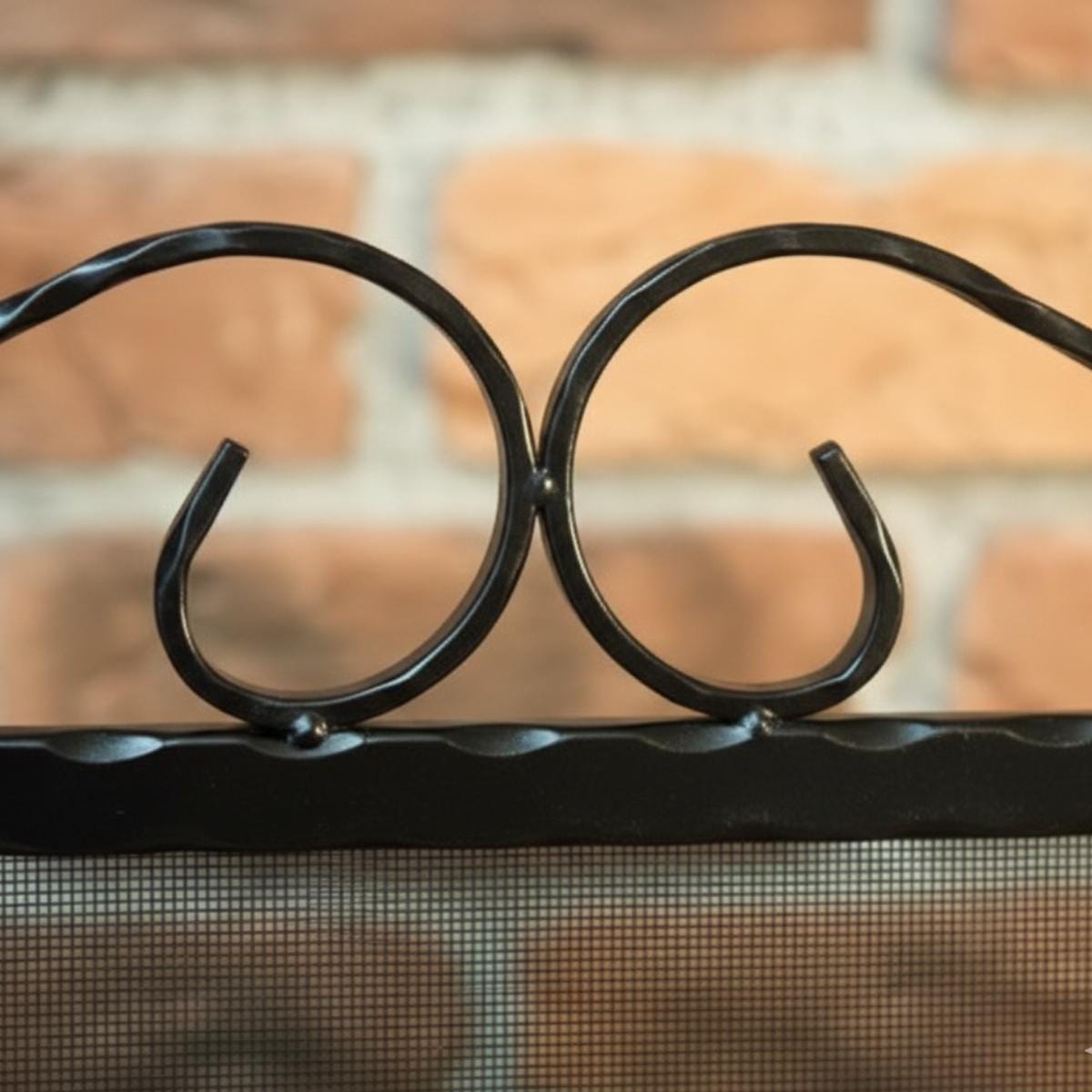 Indoor fireplace screen black metal folding spark guard mesh panel