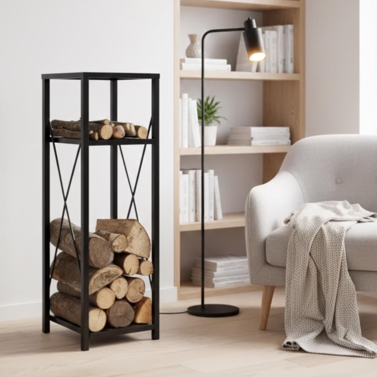 ndoor firewood rack vertical black metal log storage organizer