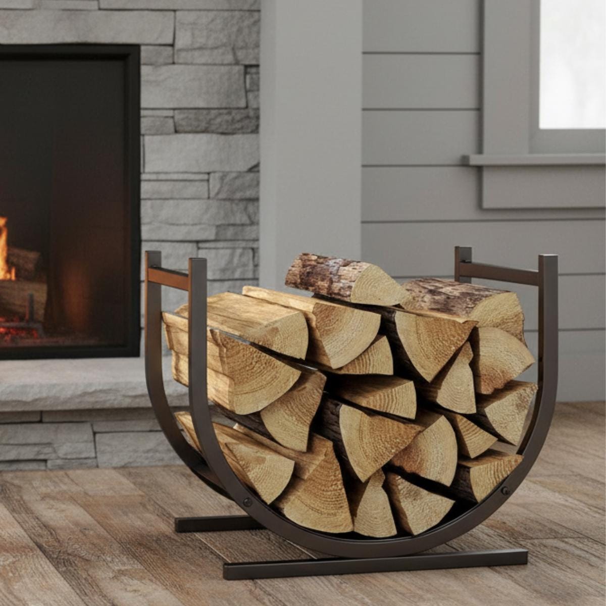ndoor firewood storage rack tall metal log organizer for modern living space