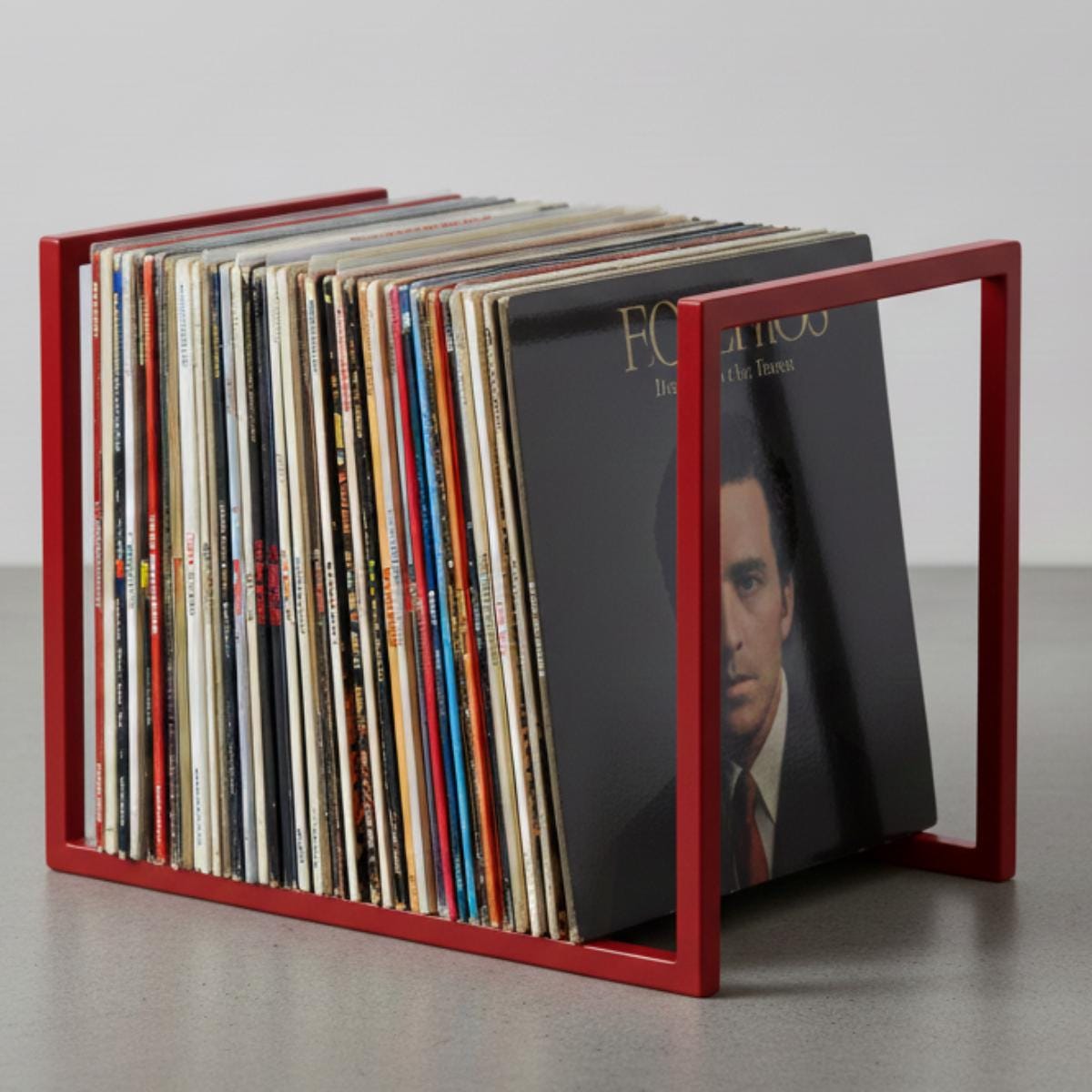 LP record holder red metal vinyl organizer for albums